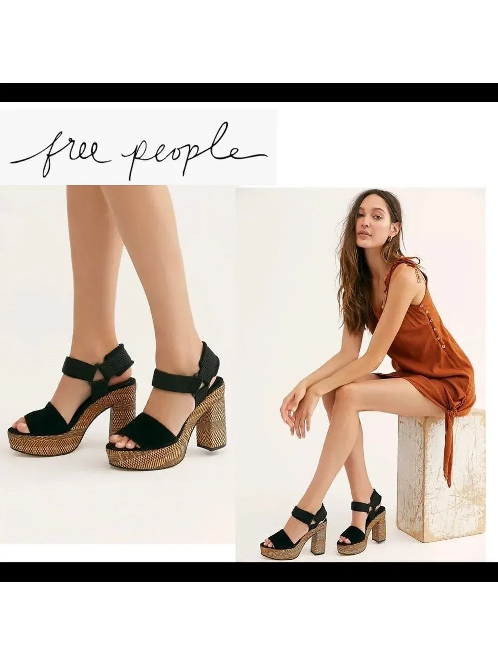 FREE People Sport Society Platform Sandals black Sz 41🔥